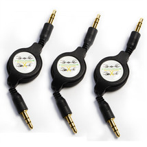 3-Pack Gold-Plated Retractable Aux Cable - 2.5 Feet - £24.22 GBP