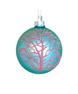 December Diamonds 79-80869 Coral Teal Glass Ball 4&quot; Christmas Ornament - $18.66