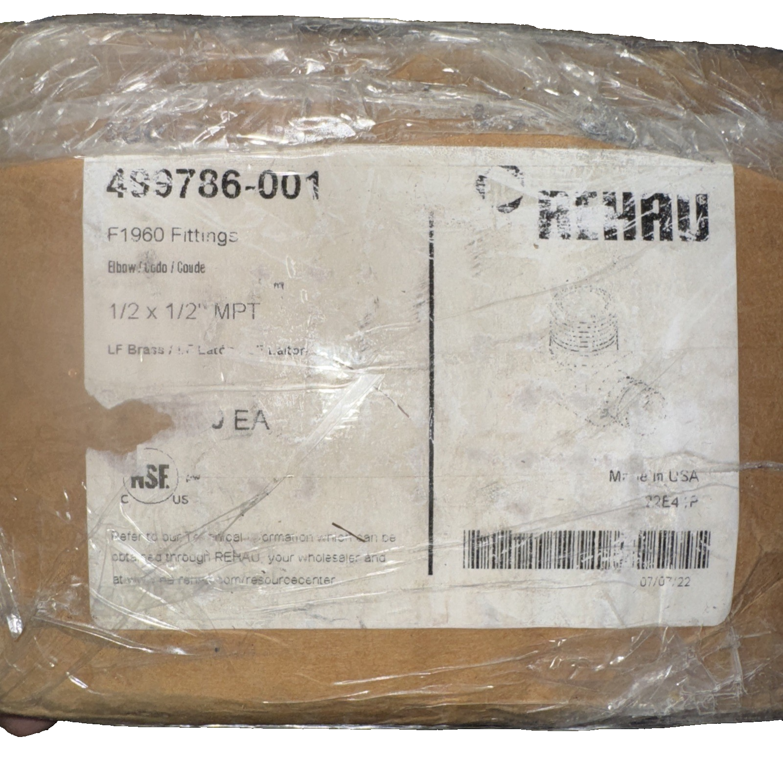 F1960 Fittings 1/2 x1/2&quot; MPT REHAU  49 Pack - $53.67