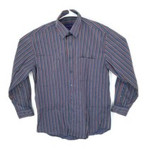 Alan Flusser Multi Color Striped L/S 100% Cotton Button Up Casual Shirt ... - £15.52 GBP