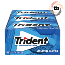Full Box 12x Packs Trident Original Flavor Sugar Free Gum | 14 Sticks Pe... - £21.03 GBP