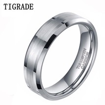 TIGRADE Fashion 6/8MM High Polish Man Rings Brushed Tungsten Carbide Ring Simple - £18.11 GBP