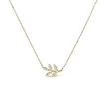 Exquisite 10k Yellow Gold Cttw Diamond Leaf Branch 18’’ Pendant Necklace - $413.00