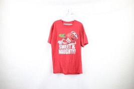 Mars Candy Mens XL Faded M&amp;Ms Red Candy Christmas Spell Out Short Sleeve T-Shirt - £23.70 GBP