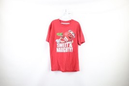 Mars Candy Mens XL Faded M&amp;Ms Red Candy Christmas Spell Out Short Sleeve T-Shirt - £22.16 GBP