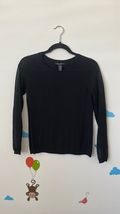 Kenneth Cole Black sweater with shining long sleeves Size Petite XS cotton silk - £6.73 GBP