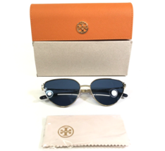 Tory Burch Sunglasses TY6110 334980 Polished Gold Chain Details Blue Lenses - $128.69