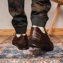 Kratos Genuine Caiman Crocodile Fashion Sneaker Brown image 12