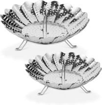 2-Pieces Steamer Basket Stainless Steel Vegetable - £26.71 GBP