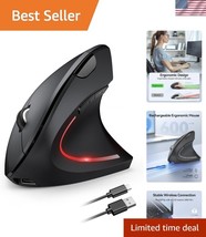 Advanced Ergonomic Wireless Mouse - Silent Clicks, Rechargeable &amp; Adjust... - $37.50