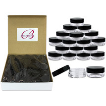 (50 Pcs) 3G/3Ml Clear Plastic Refillable Jars W/Black Flat Lids 50Pcs - £12.77 GBP