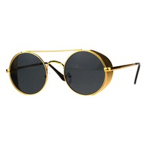 Steampunk Side Cover Sunglasses Round Metal Flat Top Bridge UV 400 - £10.35 GBP