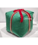 Jingles &amp; Joy Christmas Green Present Rhinestone Pillow Embellished Ribb... - £39.68 GBP