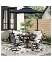 Lowes Outdoor Dining Patio Deck Table Metal Steel Black Umbrella Modern Bist Set - £157.67 GBP