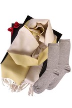 BestSockDrawer Two sided alpaca wool scarf and SILVER socks gift box for women - £88.71 GBP