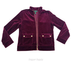 Lauren Ralph Lauren Red Women’s Velvet Velour Track Jacket Full Zip Size... - $29.60