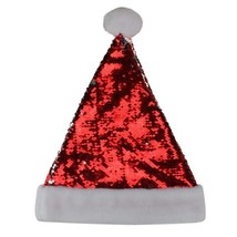 Northlight 15&quot;  Red &amp; Silver Reversible Sequined  Santa Hat with Faux Cuf - $30.31
