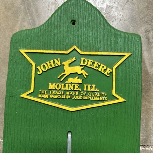 RARE Large 29” JOHN DEERE  THERMOMETER Faux Wood Green & Yellow Works Excellent - £178.05 GBP