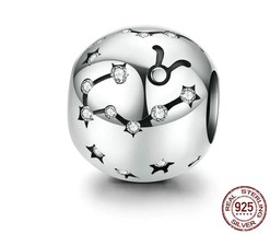 925 Sterling Silver Star Taurus Sign Zodiac Beads Charms fit Bracelet Neckalce - £6.38 GBP