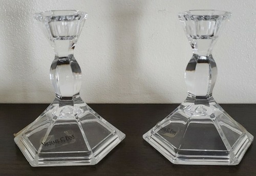 2-Michael C. Fina ~ Fifth Avenue~ 24% Lead Crystal ~ 4" Tall Candlestick Holders Item image 2
