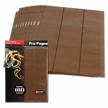 Pack Of 10 Bcw Sideload Pro 18-POCKET Binder Pages - Brown - £5.41 GBP