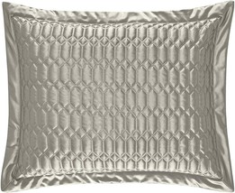 Five Queens Court Saranda Satin Geometric Quilted Pillow Sham Standard Silver - £29.02 GBP