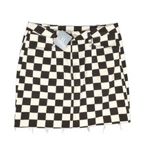 NWT En;semble Last Lap Black White Checkered Denim Jean Mini Skirt Skate... - $24.19