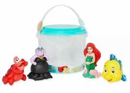 Disney Store Little Mermaid &amp; Friends Bath Beach Pool Set 4 Figures Pail Sieve - £26.78 GBP