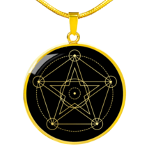 Sacred Geometry Pentagram Stylized Version Circle Necklace Stainless Steel or 1 - £34.00 GBP+