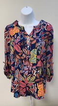 NWT By Design WOMEN&#39;S Size S Colorful 3/4 Roll Up Sleeve Blouse Top Cool... - £10.92 GBP