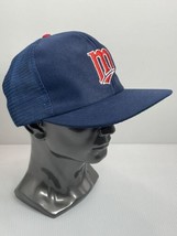 Vintage Minnesota Twins Trucker Hat Snapback Cap Mens Blue 90s M Logo Taiwan ROC - £10.94 GBP