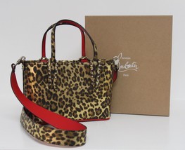 Christian Louboutin Mini Cabata Leopard Print Metallic Tote Messenger Bag - £931.04 GBP