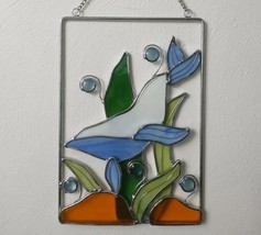 Stained Glass Whale Dolphin Hanging Art Sea Cottage Beach Ocean Coastal Nautical - £25.01 GBP