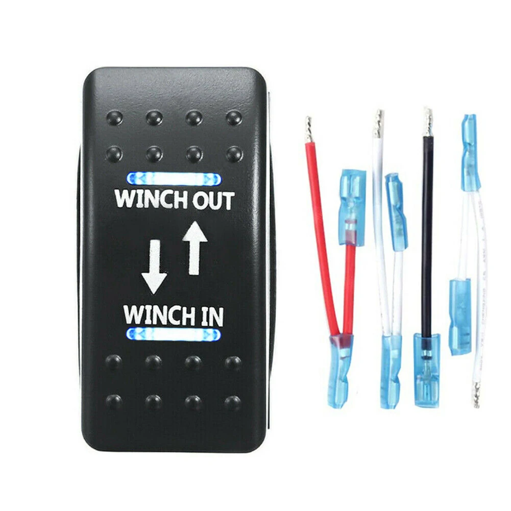 LED Winch In/Out Rocker Switch - Universal 7-Pin Blue LED Toggle Switch 12V-24 - £14.12 GBP