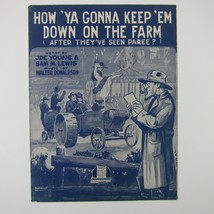 Sheet Music How Ya Gonna Keep Em Down On The Farm After Paree WWI Antiqu... - $9.99