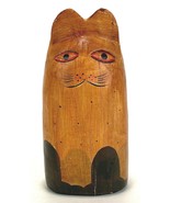 Vtg Hand Carved/Paint Wooden Cat Statue Figurine 8&quot; - $621.73 MXN