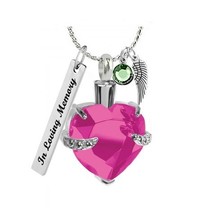 Bright Pink Heart Pendant Urn - Love Charms™ Option - £23.59 GBP