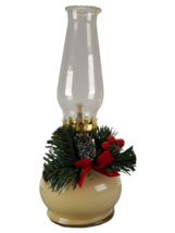 Vintage LampLight Farms Ivory Cream Glass Hurricane Kerosene Oil Lamp 8" - Italy - £13.54 GBP