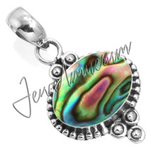 Traditional Jewelry Natural Abalone Shell 925 Sterling Silver Pendant - $32.50