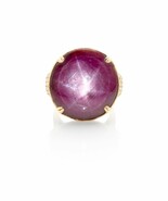 14k Yellow Gold 56.81 Ct Star Ruby Solitaire Ring with Diamond Accents S... - $15,061.41 CAD