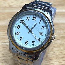 Harrah&#39;s By Sweda Mens Dual Tone Japan Movt Analog Quartz Watch~Date~New Battery - £14.65 GBP
