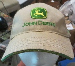 John Deere Reynolds Tractor Adjustable Strap Back Hat Tan &amp; Green - £6.13 GBP