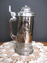 Avon Hunters Glass Beer Stein with Silver Chrome Overlay and Hinged Meta... - $12.00