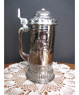 Avon Hunters Glass Beer Stein with Silver Chrome Overlay and Hinged Meta... - $12.00