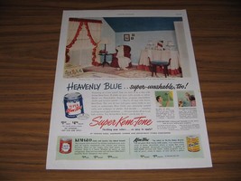 1951 Print Ad Super Kem-Tone Heavenly Blue House Paint 50&#39;s House - $11.14