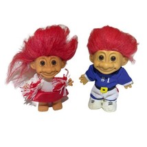 VTG Russ 5” Cheerleader &amp; Football Player Trolls Red Hair Dolls Toys Spo... - $26.51
