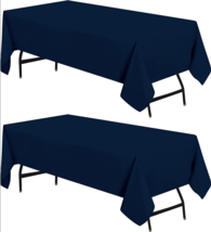 Fabric Rectangle Table Cloth 60&quot;W x 102&quot;L Solid Navy Blue Seating for 8-... - £15.64 GBP