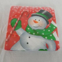 Snowman Greetings Cocktail Beverage Napkins 16 Ct. 3 Ply DesignWare New Winter - £3.19 GBP