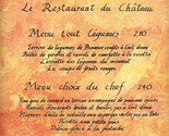 Le Restaurant Du Chateau Menu 2 Route de Tahiti Saint-Tropez France 1990&#39;s - $74.20