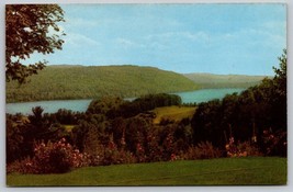 Vintage 1956 Lake Morey Central Fairlee Vermont Postcard mountain landscape - £3.93 GBP